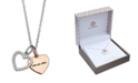 Giani Bernini Cubic Zirconia Mom Heart Pendant 18" Necklace in Sterling Silver and 18k Rose Gold Over Sterling Silver